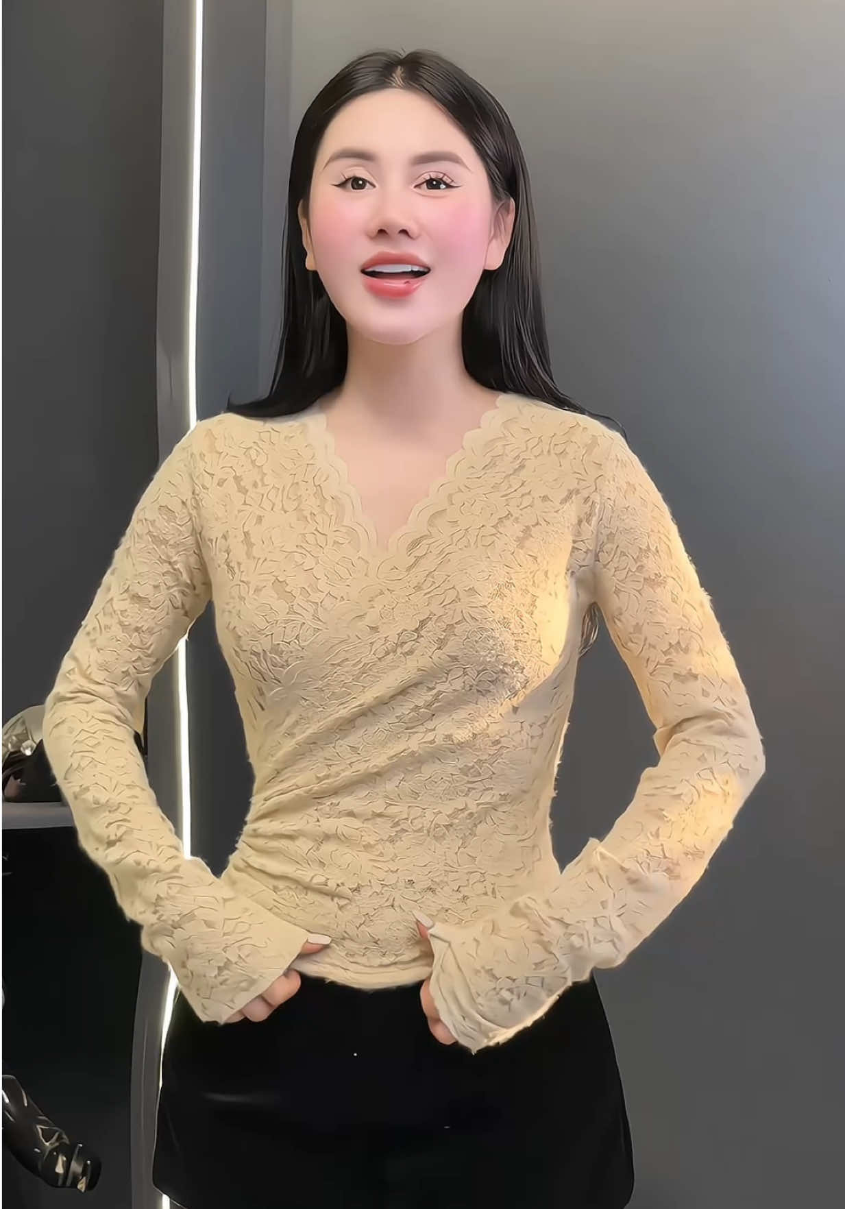 Áo ren hoa cổ tim xinh iu #viral #quynhchana #aoren 