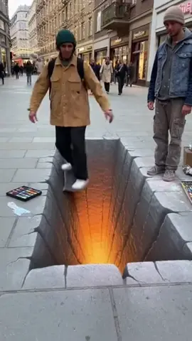 This 3D street art pranked EVERYONE @ @#StreetArt #Opticallllusion#ArtPrank #PublicPrank#MindBlown