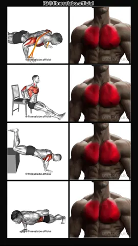 ✅ Chest Workout at Home ① Band Push-up  ② Dips on Chair  ③ Decline Push-up  ④ One Arm Push-up  3 sets 15 reps 