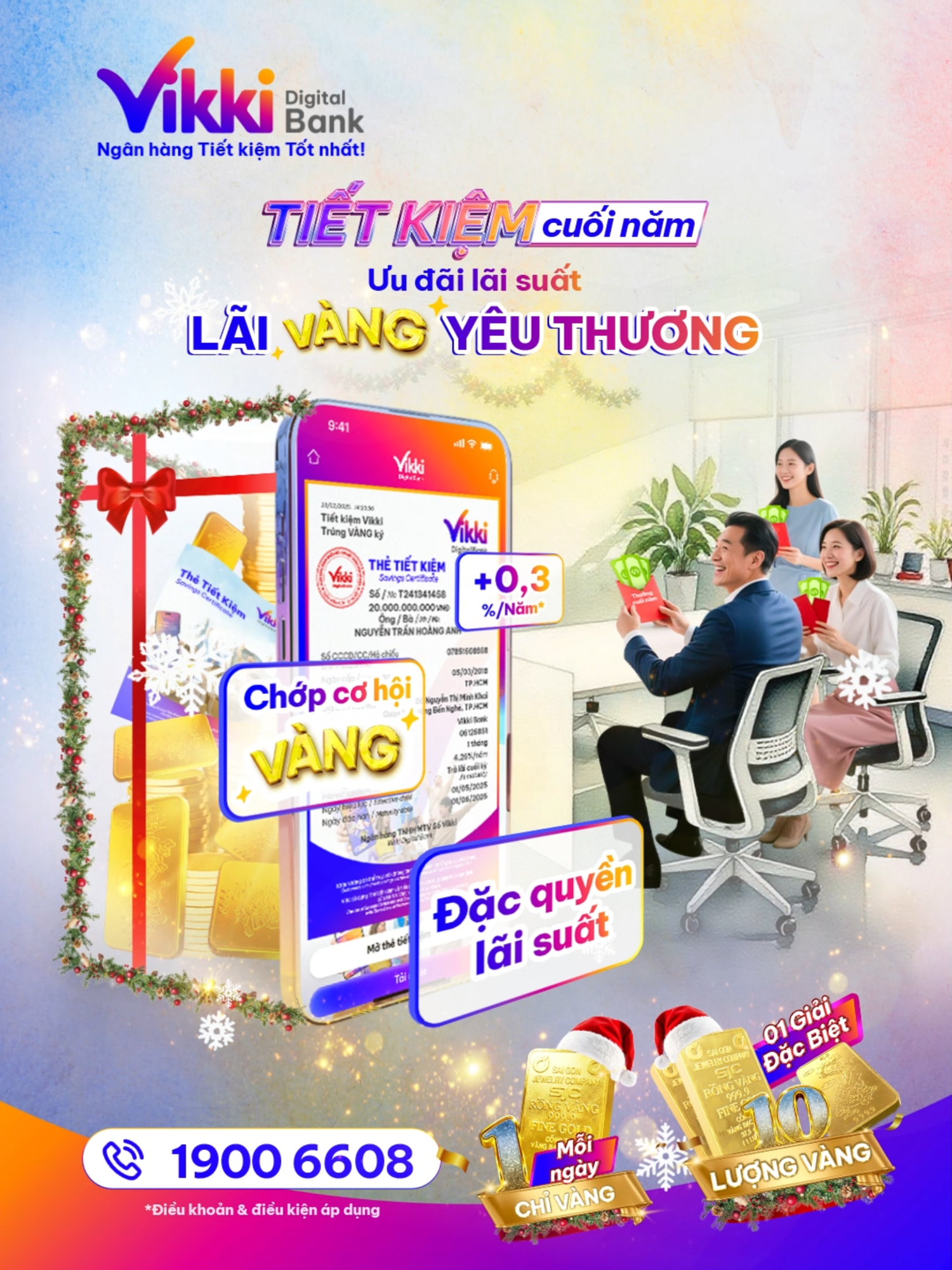 Ưu đãi lãi suất – Tiết kiệm lãi VÀNG ✨ Cuối năm là mùa gom lộc về túi. Trước khi ví kịp “mỏng”, hãy để khoản tiền thưởng của bạn sinh lời vững vàng cùng Vikki. Tích góp cuối năm, mở thẻ TIẾT KIỆM online trong tích tắc để nhận ngay ưu đãi hấp dẫn: ✨ +0,3%/năm khi gửi online (mã: VIKKIMUALEHOI25) 💛 Cơ hội nhận 1 chỉ vàng mỗi ngày, thêm giải thưởng tuần, tháng và Giải Đặc biệt 10 lượng vàng SJC 📲Nào mình cùng tiết kiệm, cùng săn vàng với Vikki ngay hôm nay! 👉 https://vikki.onelink.me/vqMz/g3p6m2b7 #Vikki #VikkiDigitalBank#TIETKIEMVikkiTrungVangKy #NganhangTietkiemTotnhat