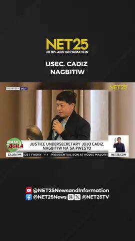 Kinumpirma ni PCO Usec. Claire Castro ang pagbibitiw ni Justice Usec. Jojo Cadiz, ngunit wala pang impormasyon kung tinanggap na ng Pangulo ang kanyang pagbibitiw. #NET25NewsandInformation #MataNgAgilaSaTanghali #JojoCadiz #DOJ #Resignation #PhilippineNews