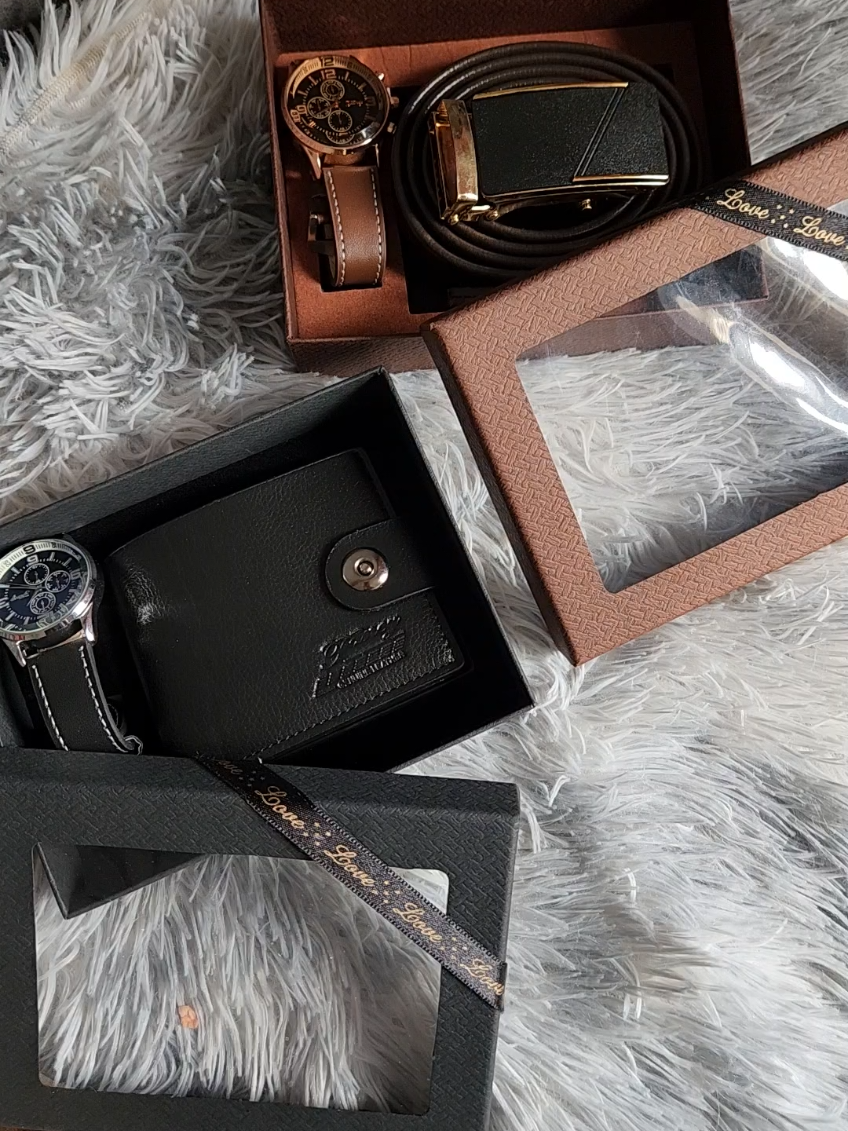 A classy gift for a classy man. Watch + Wallet/Belt. We can customise the box cover with his name!! Gift Set 🤎 LIMITED STOCK ✨️ #fyp #mengifts #giftideas #fyp #mauritius🇲🇺 