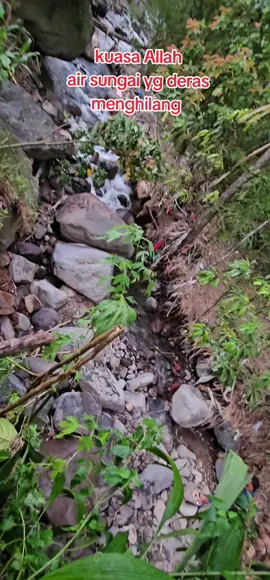 aneh tapi  nyata... air sungai ditelan bumi.. ada yg tau penyebab nya.... Allahuakbar