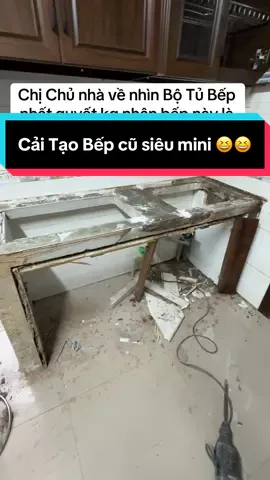 Cải Tạo lâng cấp tủ bếp làm bàn bệ bê tông cũ . chủ nhà khỏi nhân ra bếp nhà mình luôn 😆😆#tubepnhomnoithat #cokhisonlam #tubepinoxcanhkinh #tubepdep2025 #tubep 