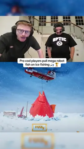 Pro cod players pull mega robot fish on ice fishing 🎣 🏆 #kickstreaming #fishinggame #fishing 