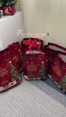 Reusable Christmas eco bag🎄perfect sa grocery at malaking item pang regalo😍 #christmasecobag #giftbag #christmasbags #ecobag 