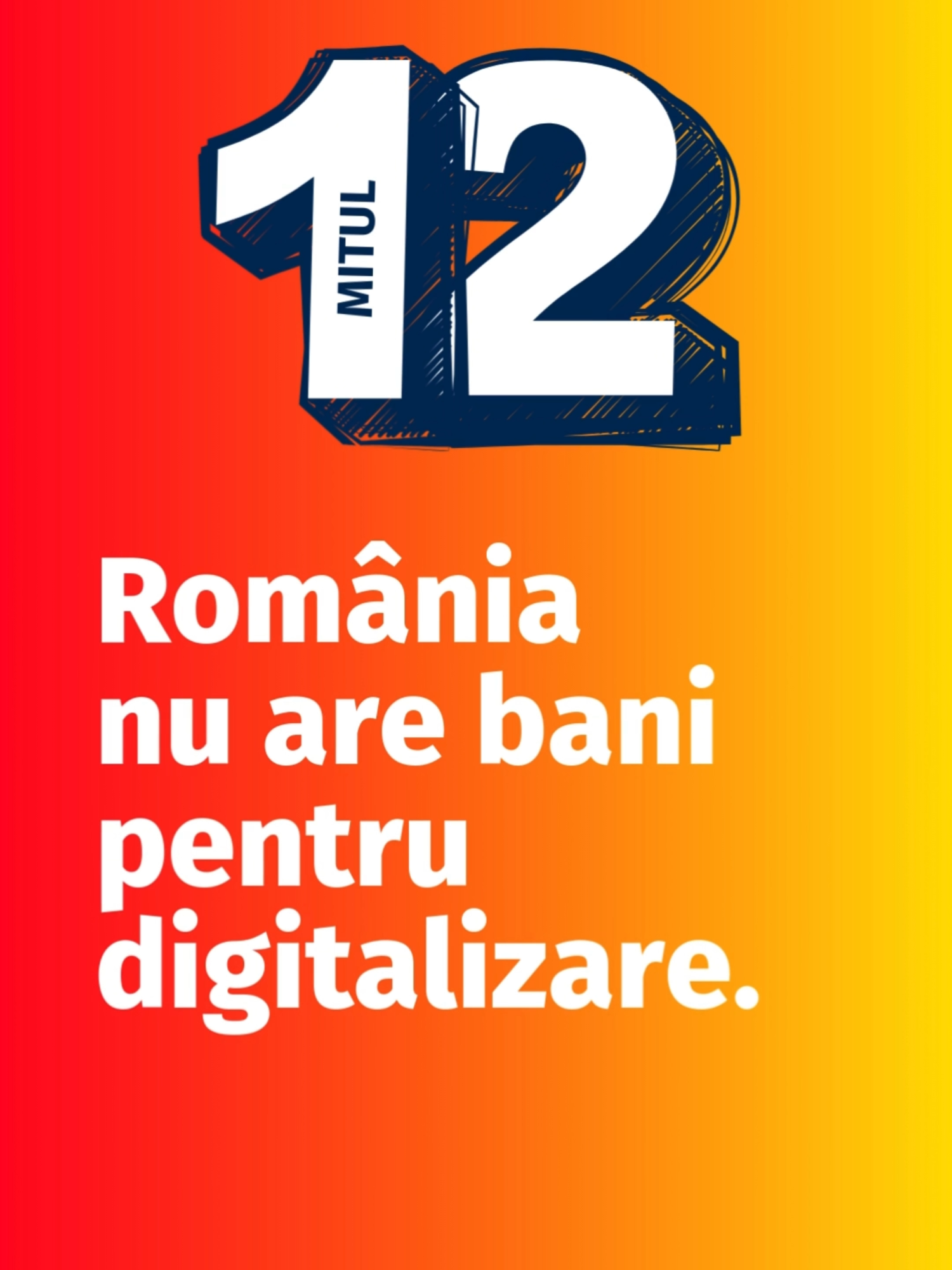 MIT 12 - România nu are bani pentru digitalizare. Banii există. Specialiști sunt. Lipsea doar un plan clar și o legislație coerentă. România are miliarde prin PNRR și fonduri europene dedicate digitalizării.  Avem mii de specialiști IT, avem cel mai bun talent tehnic din regiune. Pasul decisiv este organizarea, nu resursele. #DigitalizămRomânia #USR #CiprianRUS #12MituriCareBlocheazăDigitalizarea România pierde timp, bani și energie în birocrație. Nu din vina oamenilor, ci din cauza unui sistem blocat în trecut. De fiecare dată când vorbim despre digitalizare, apar aceleași 12 mituri, aceleași scuze care ne țin pe loc de 20 de ani. Am decis să le pun pe toate la un loc. Să le demontez, pe rând. Cu argumente, nu cu sloganuri. 📲 Acum poți să vezi adevărul din spatele fiecărui mit. 📌 Dacă vrem o Românie modernă, trebuie să începem cu adevărul.