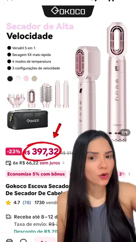 Gokoco Escova Secadora 5 Em 1 Conjunto h De Secador De Cabelo Multifuncional D..