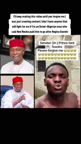 I’ll keep making this video until you forgive me.I was just creating content.I don’t have anyone that will fight for me if I’m arr3sted—Nigerian man who  said Ned Nwoko paid him to go after Regina Daniels #reginadaniels #nednwoko  #juicyblog247 #tiktokviral 