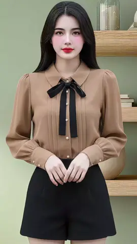 Áo sơ mi tiểu thư xếp ly phối nơ xinh #aosominu #aoxinh #viral #xuhuong #hôngtrabigsie 