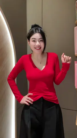 Áo thun dài tay cổ tim siu đẹp #aothuncotim #thoitrangnu #aodaitay #xh 