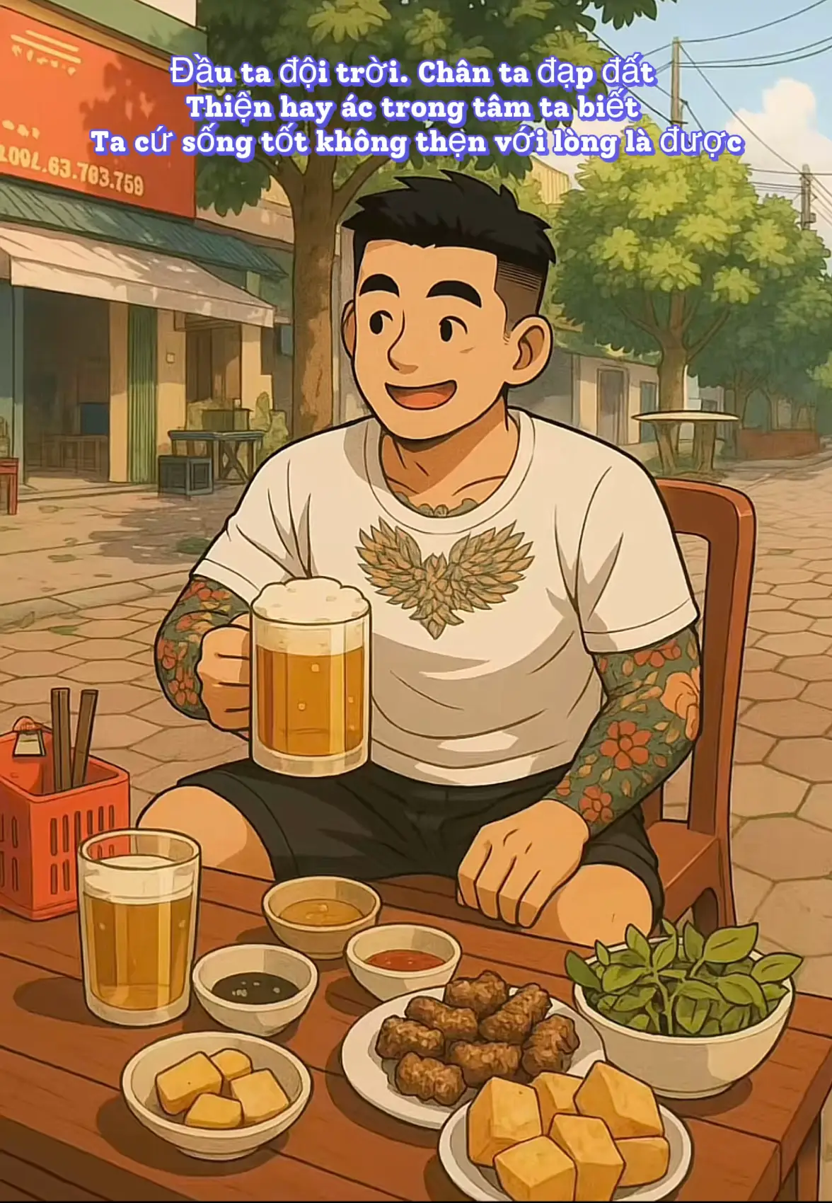 Đầu ta đội trời. Chân ta đạp đất  Thiện hay ác trong tâm ta biết  Ta cứ sống tốt không thẹn với lòng là được#xahoi #anhemxahoi #tien #xh #doi 