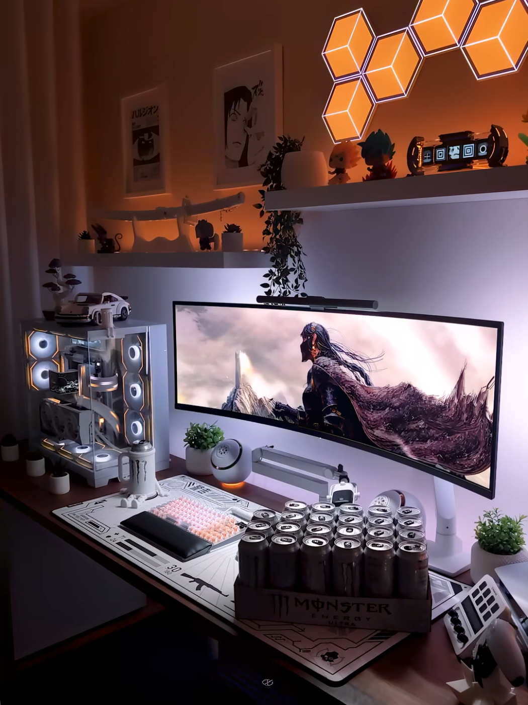 Recharging for the weekend! 💛🤍 #GamingSetup #gamingpc #custompc #fyp #gaming 