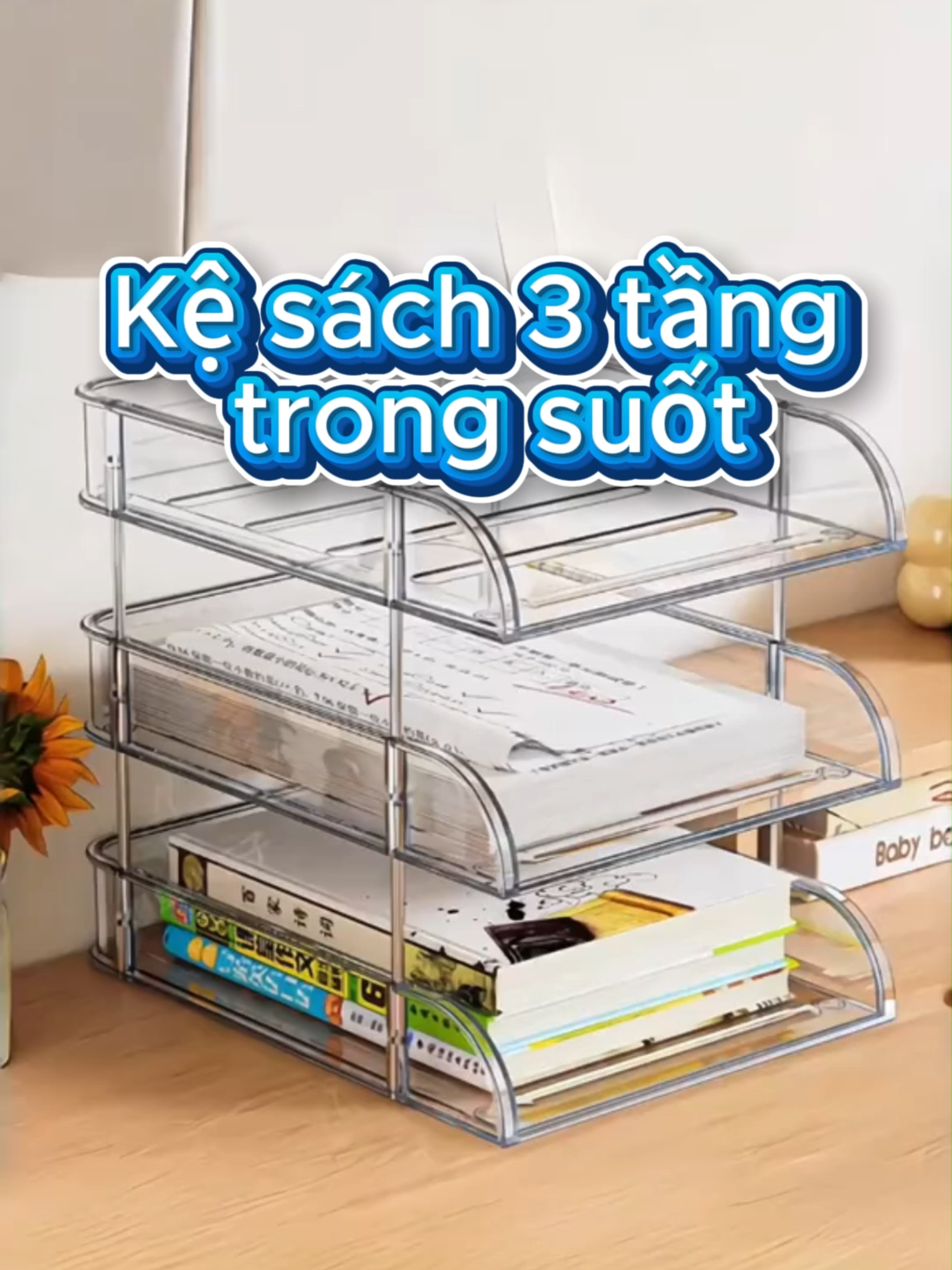 Kệ sách 3 tầng trong suốt #kesachdeban  #ketrongsuot  #reviewdodunghoctap  #kesachchobe  #fyp