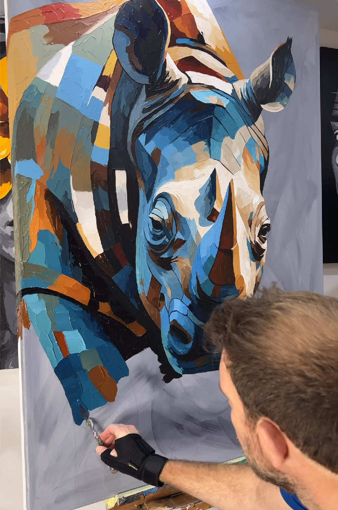 ‘A Gentle Giant’ 140x100cm.  Prints available.  I haven’t painted any animals animal in a while, so here is my take in the white rhino What do you think? Let me know in the comments.  #wildlifeart #animalart #rhino #rhinoart 