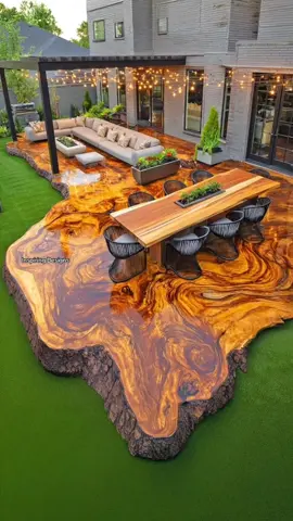 This epoxy wood slab patio looks absolutely stunning! 😱👏 #interiordesign #homedesign #patiomakeover 