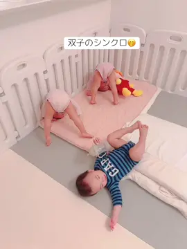 僕もまぜて〜と前転🤓 微笑ましい☺️ #三つ子 #1歳8ヶ月 #仲良し兄妹 