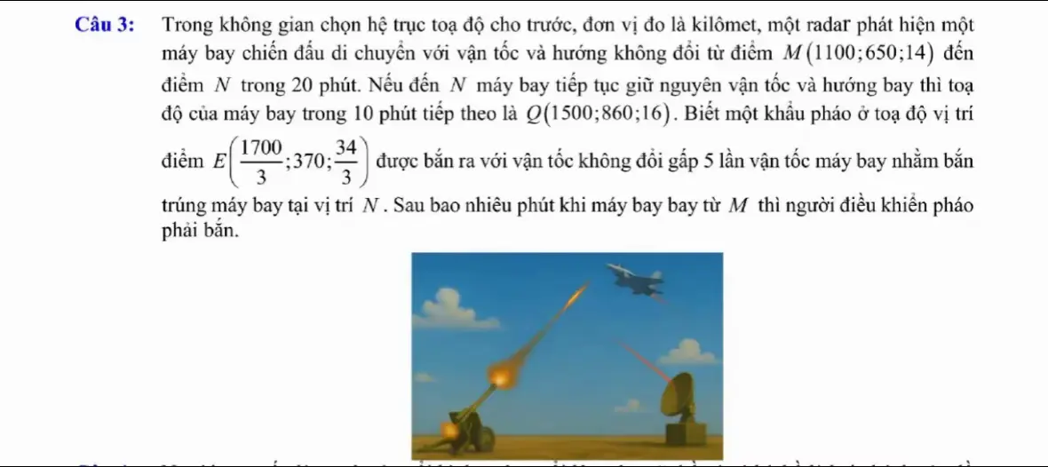 Bài toán thực tế Oxyz chuyển động thẳng đều của máy bay #toan12 #2k8 #2k8quyettamdodaihoc #thptqg2026 #xuhuong2026 