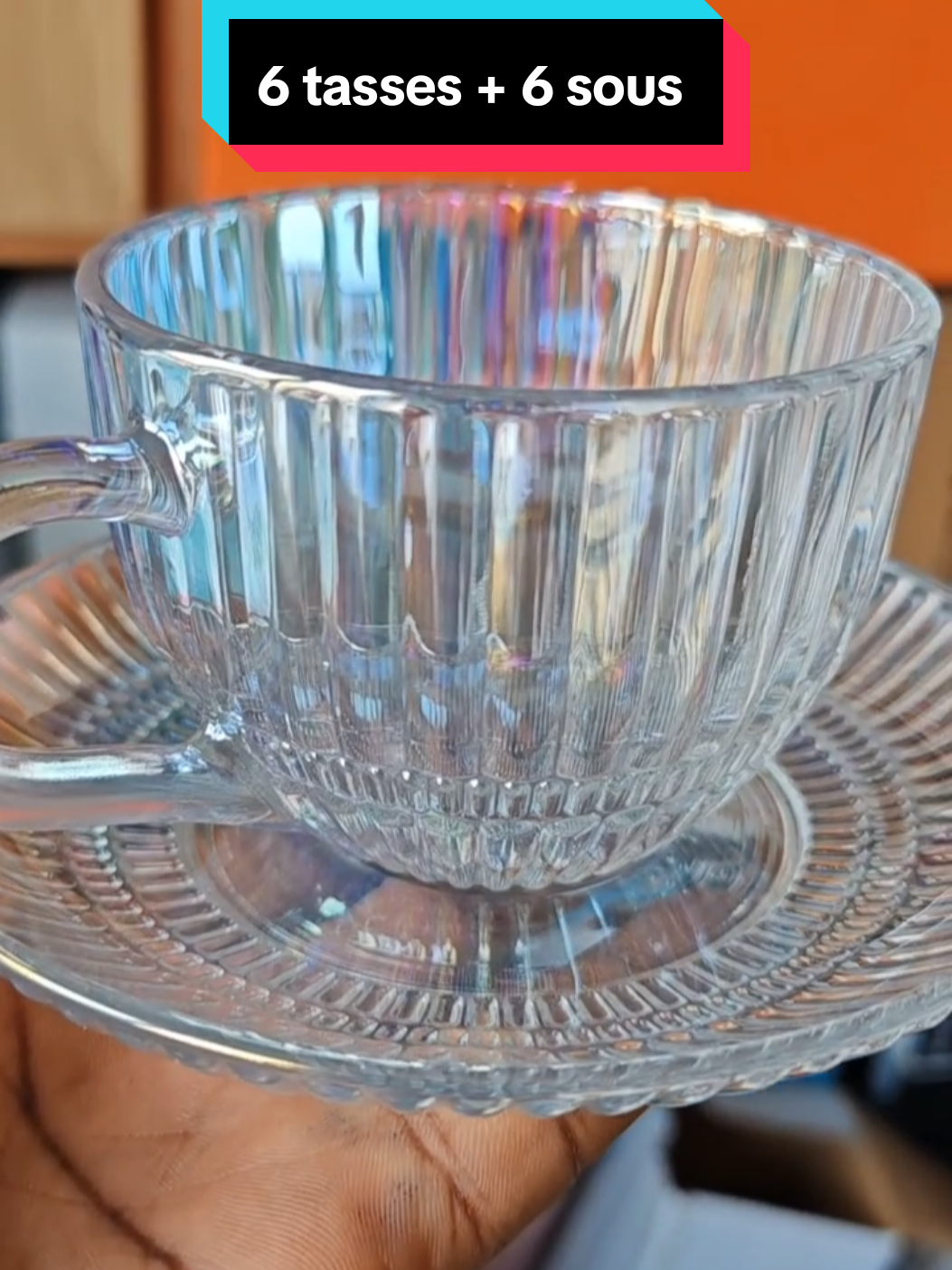 Tasse en verre avec fond arc en ciel disponible en carton de 6  #tasse #cafe #ustensilescuisine #shamomarket #tiktokbenin 