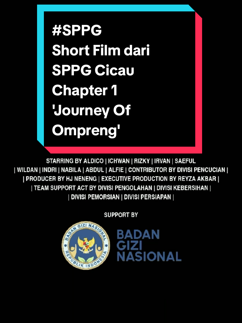 Hallo Sobat MBG ! setelah seminggu ini kami off, dan kita akan beraktivitas kembali pada hari senin, 08 Desember 2025 seperti biasa mendistribusikan kepada sobat-sobat MBG Cicau. untuk menyambut hari senin kami kembali, mimin spesial nih ada sebuah karya dari team dapur SPPG Cicau berikut : Official SPPG Cicau Present 'Journey Of Ompreng'. Sebuah Short film yang menceritakan alur pengambilan ompreng dari divisi pendistribusian & divisi pencucian. Serta short film ini akan terus berlanjut ceritanya. selamat menyaksikan ya sobat-sobat semua 🙌🖤 . . #fyp #mbg #badangizinasional #sppg #viral 