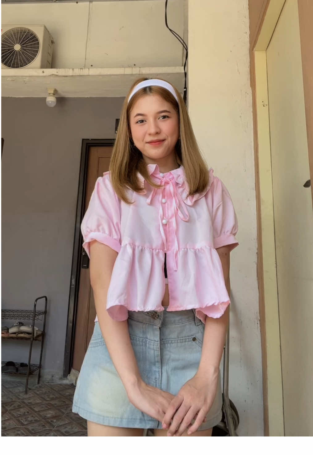 blouse pink gemes #blouse #atasanwanita #toplucu #fitcheck 