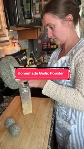 Homemade seasonings. Store bought is dehydrated garlic cloves ground up. This is zero waste using the skins roasted and grinding into a powder. #homemade #budgettok 