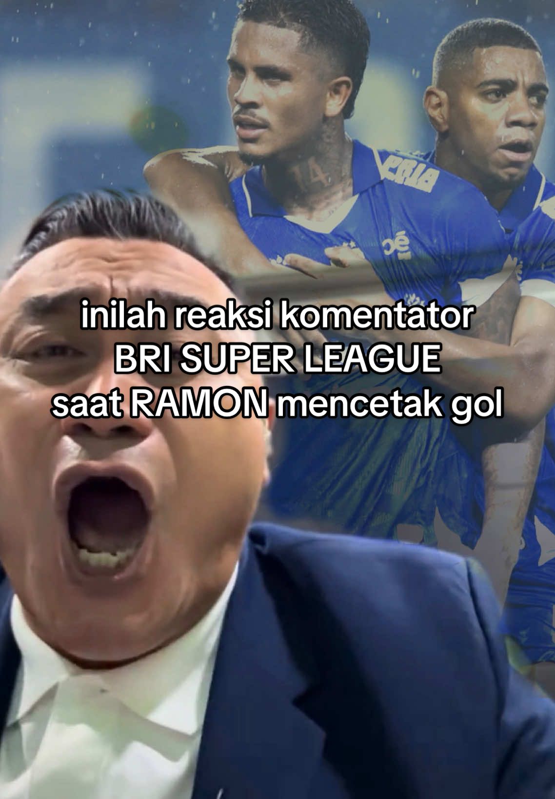 ramon tanque mencetak gol perdana nya, dan komentator ikut merayakan 😭😭 #persib #persibday #persibvsborneo #komentatorbola #ramontanque 