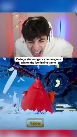 College student gets a humongous win on the ice fishing game #kickstreaming 