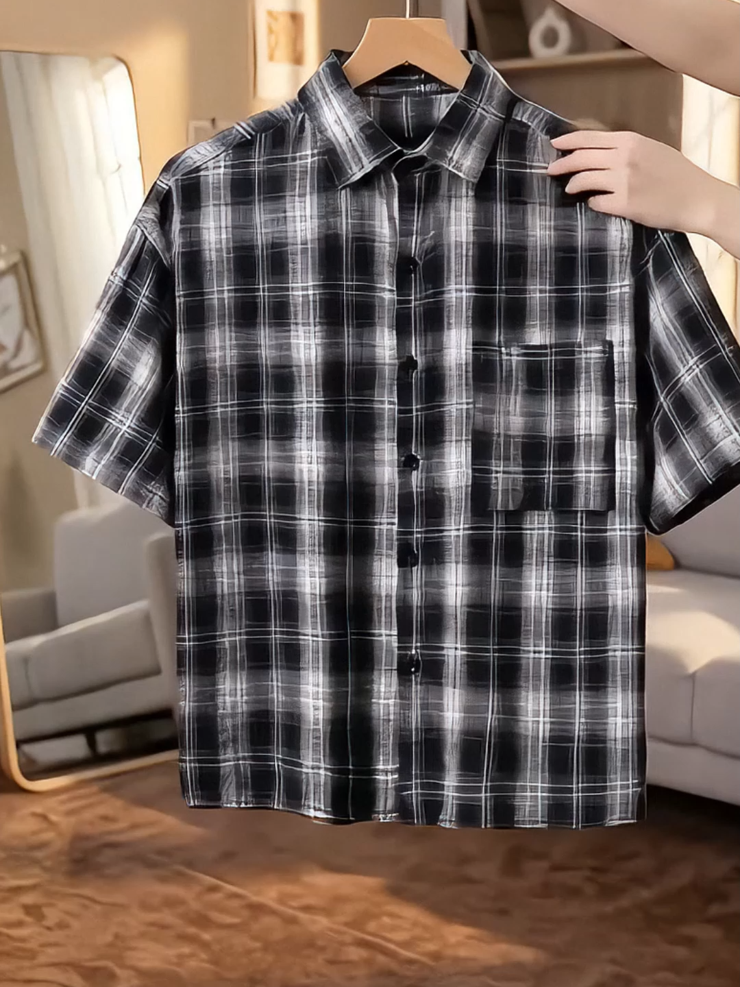 Checkered black-and-white tshirt #tshirt