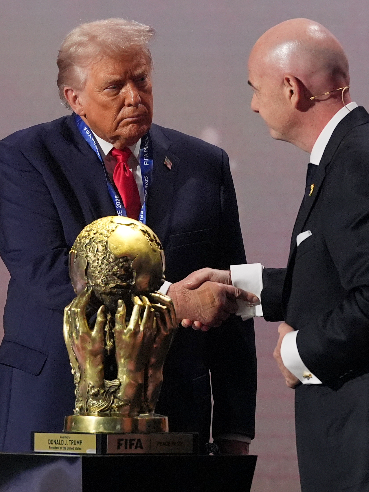 President Donald Trump was awarded the new FIFA peace prize on Friday at the 2026 World Cup draw — giving the spectacle to set matchups for the quadrennial soccer tournament even more of a Trumpian flair.