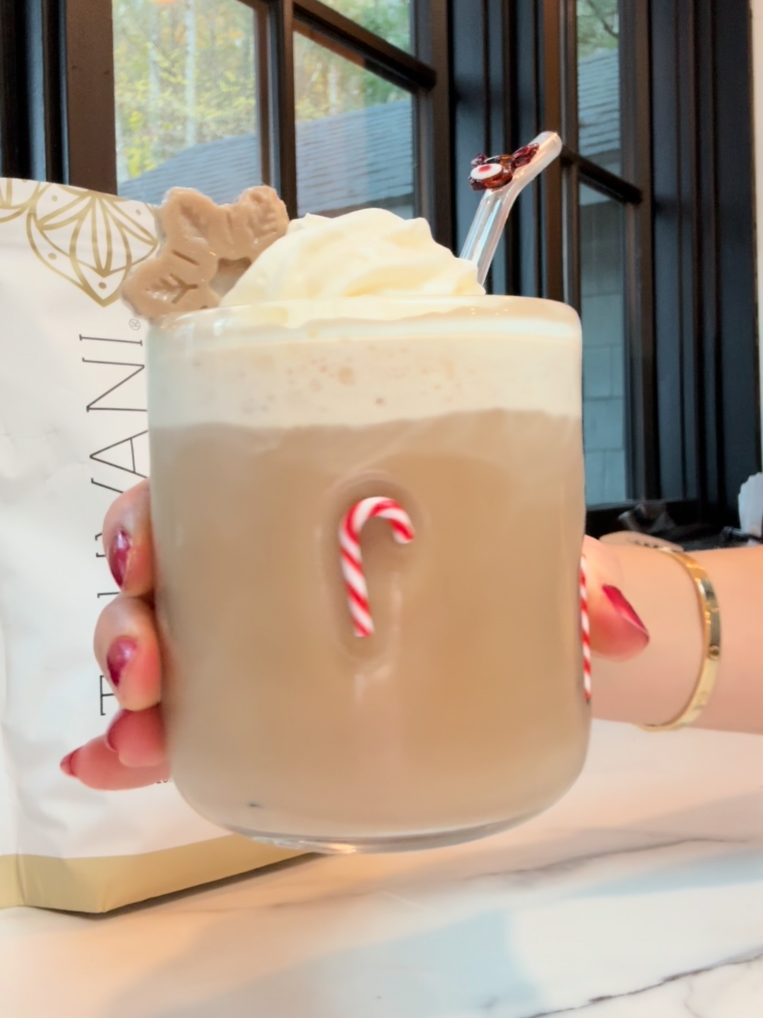 When your latte tastes like a sugar cookie and also hits your protein goals 😍✨ Freeze your protein coffee mix into cubes, top with iced coffee, and enjoy the dreamiest holiday drink. #truvani #sugarcookie #proteinlatte
