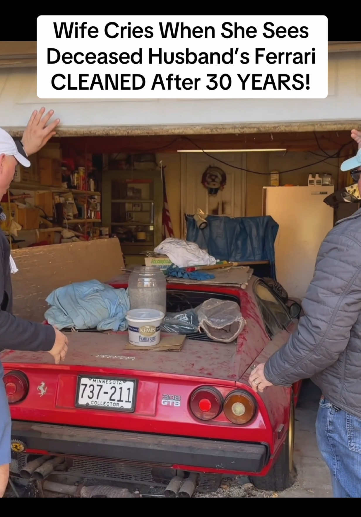 Wife Cries When She Sees Deceased Husband’s Ferrari CLEANED After 30 YEARS! #wddetailing #barnfind #fyp #carwash #abandoned 