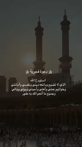 ‏✰ استودع الله الذي لا تضيع ودائعه ديني ونفسي وأمانتي وخواتيم عملي وأهلي وأحبتي وبيتي ومالي وجميع ما أنعم الله به عليّ.#يارب❤️ #foryou #foryoupage #frypgシ 