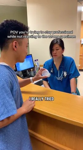 Mix ups like this really do happen in real life. Nurses and lab staff see patients bring back the wrong specimen in the right cup more often than you’d think, just from confusion and awkward communication. #nurseskits #nurselife #hospitalhumor #healthcarecomedy #nursetok 