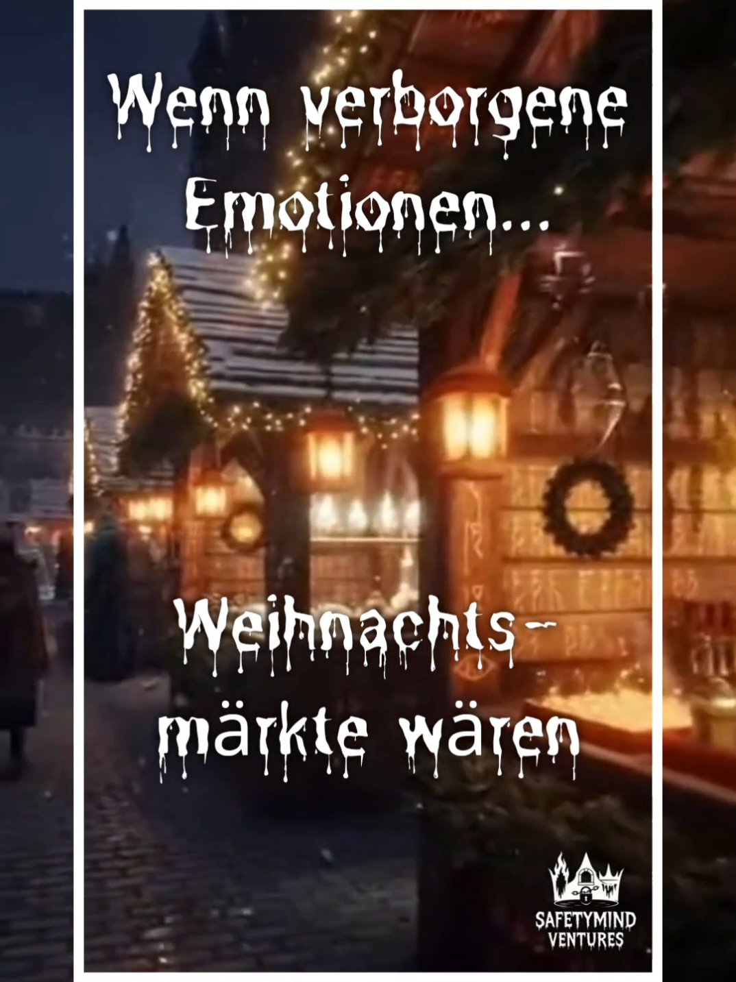 🖤 Wenn verborgene Emotionen Weihnachtsmärkte wären... Manche würden funkeln, warm und einladend – bis du näher trittst. Manche würden voll sein, doch du würdest dich inmitten der Menge verlieren. Und manche würden still daliegen, Lichter an, Musik an… aber ohne einen Menschen, der wirklich bleibt. 12 Emotionen. 12 Märkte. Welchen trägst du durch den Winter? 🎄 Folge @safetymind.ventures für mehr düstere Visualisierungen verborgener Gefühle. ⚠️ Diese Serie soll niemanden verletzen oder Emotionen verharmlosen. Sie ist künstlerisch, nicht diagnostisch – ein Versuch, Unsichtbares sichtbar zu machen. ⚠️ Die Bilder wurden mit KI erstellt und sind nicht real. #weihnachten #Emotionen #Psychologie #weihnachtsmarkt #creatorsearchinsights 
