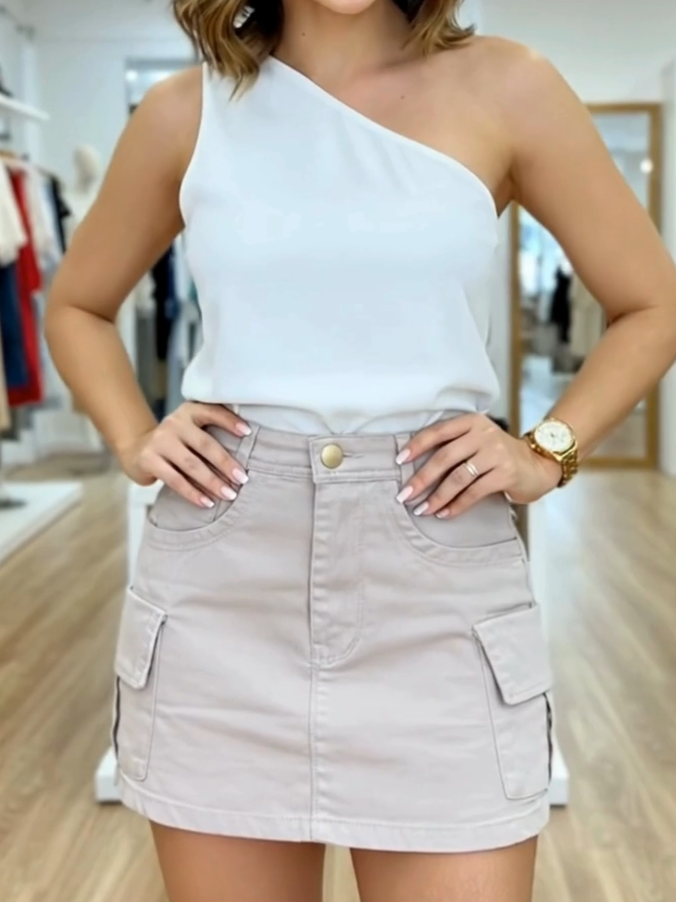 Saia jeans modelo cargo ❤️ #saia #saiajeans #saias #moda #look 