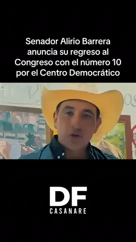 El senador Alirio Barrera confirmó su participación en las elecciones legislativas de 2026: “¡¡Nuevamente al Congreso!! Con la bendición de DIOS TODOPODEROSO, con el número 10 capitaneando esta selección 🇨🇴 por el Centro Democrático”. En su mensaje, Barrera agradeció al presidente Álvaro Uribe, a las directivas del Centro Democrático y a sus seguidores por el apoyo recibido. Además, reafirmó su compromiso: “Estaremos atentos y en total disposición para servirle a la patria como siempre lo hemos dicho… FRENTEANDO O EMPUJANDO!!!”