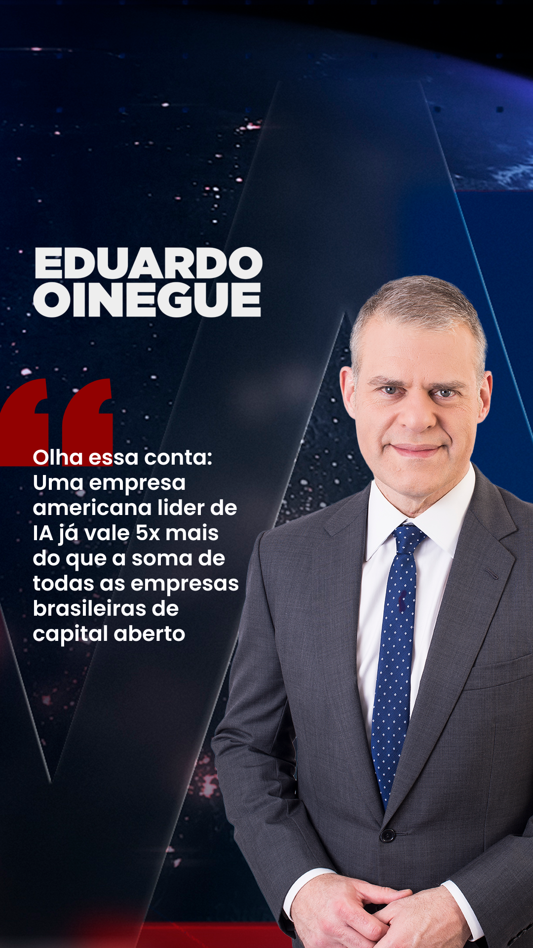A Vale produz centenas de milhões de toneladas de minério por ano e opera com equipamentos de grande porte, mas seu valor de mercado, cerca de 55 bilhões de dólares, é muito menor que o da Nvidia, que supera 4,4 trilhões. Somadas, todas as empresas brasileiras listadas em bolsa equivalem a aproximadamente 20% do valor da Nvidia. O contraste mostra o impacto de economias que investem de forma contínua em conhecimento. Enquanto China e Índia avançam nessa direção, o Brasil segue perdendo espaço, o que reforça a importância de cobrar propostas claras sobre ciência e tecnologia nas próximas eleições. #bandnewstv #noticias