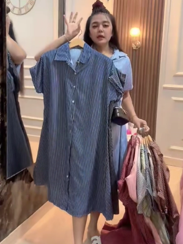 Daster Gabriela Busui Friendly / Oversize Dress Kemeja Maudy Midi Daily #dasterkekinian #dastermurah #daster 