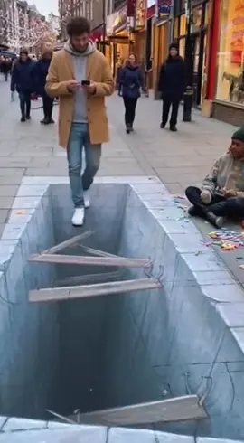 This 3D street art pranked EVERYONE @ @#StreetArt #Opticallllusion#ArtPrank #PublicPrank#MindBlown
