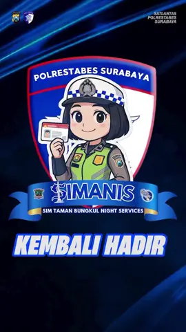 SIMANIS hadir untuk memberikan pelayanan perpanjangan SIM warga kota Surabaya maupun luar kota Surabaya pada malam hari. Setiap hari Jumat dan Sabtu pukul 18.00 s/d 21.00 Wib. #PolantasSurabaya #Simanis #JogoSuroboyo #fyp 