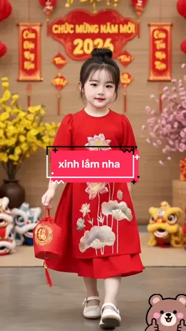 sét áo dài hoa sen bé yêu diện tết ạ #thoitrangtreem #dobochobe #aobegai #vaybegai 