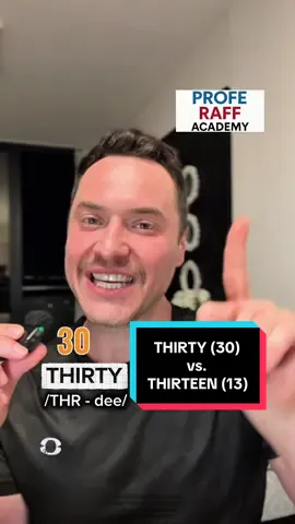 Thirty (30) vs. Thirteen (13) 🇺🇸 THIRty is stressed in the first syllable while thirTEEN in the second one and with a long /i:/ sound #creatorsearchinsights GET 7 FREE DAYS in my Academy 🚀 (link in my profile: SKOOL) You’ll get: ✅ Live face-to-face classes, get my personalized feedback ✅ Recorded lessons to study anytime, 2 weekly new lessons ✅ A global community to practice and make friends   ✅ Dynamic pronunciation & fluency exercises … #english #ingles #thirty #thirteen 