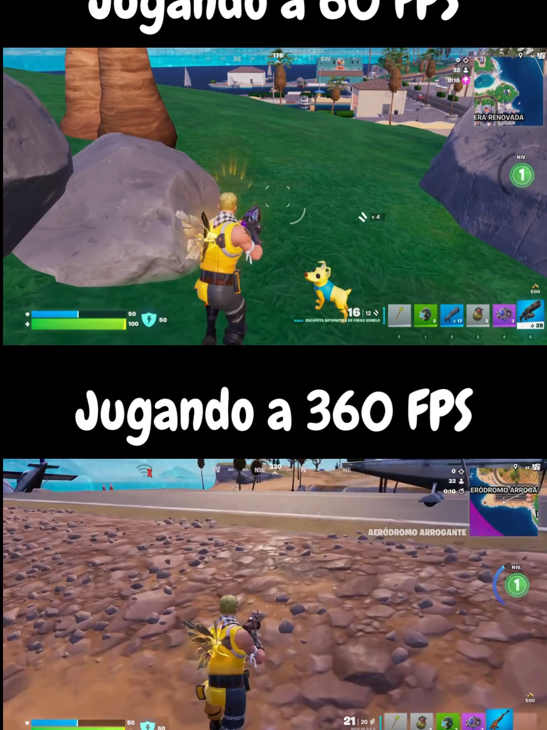 Fortnite Comparando FPS en Fortnite.