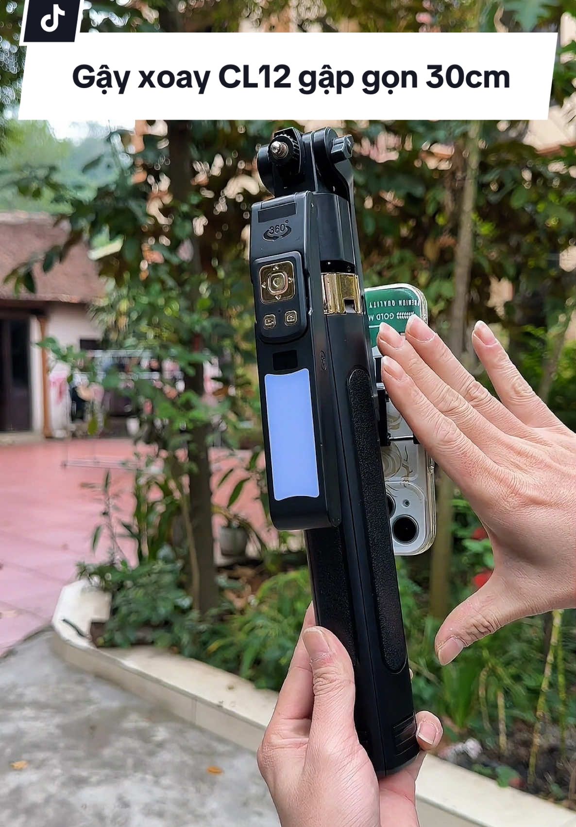 Gậy xoay tự động 360 độ CL12 gập gọn 30cm có đèn#chuanmylinh #cl12 #gayxoay360 #gayxoaytudong #gimbalxoay360 