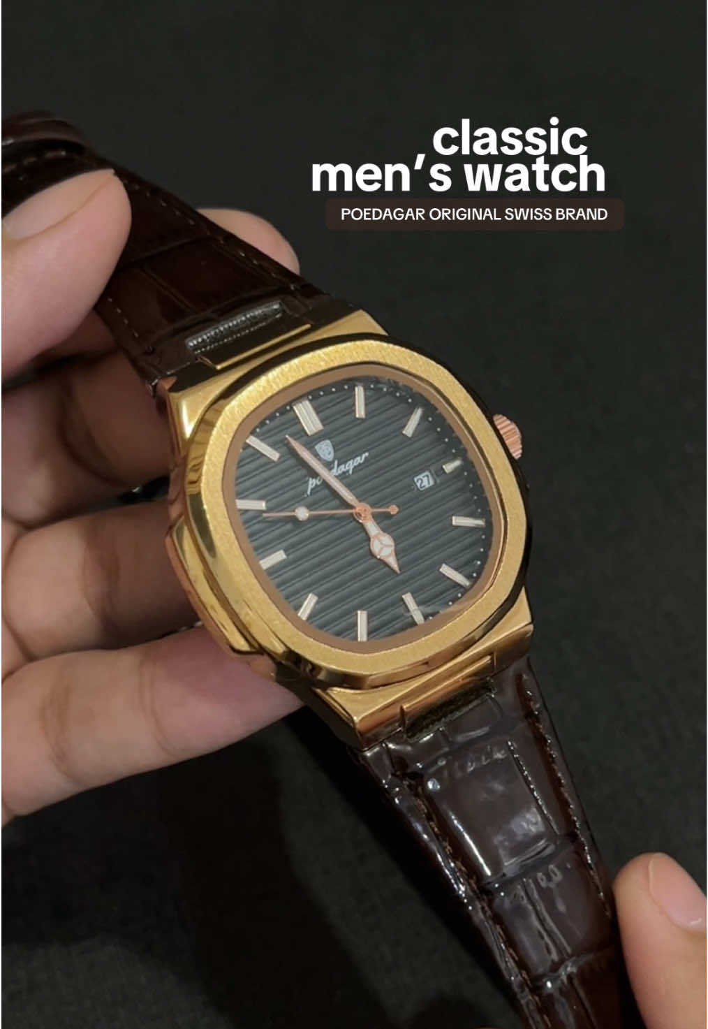 Classic Men’s Watch — genuine leather strap. #poedagarwatch #poedagar #menswatch #watchformen #LeatherWatch 