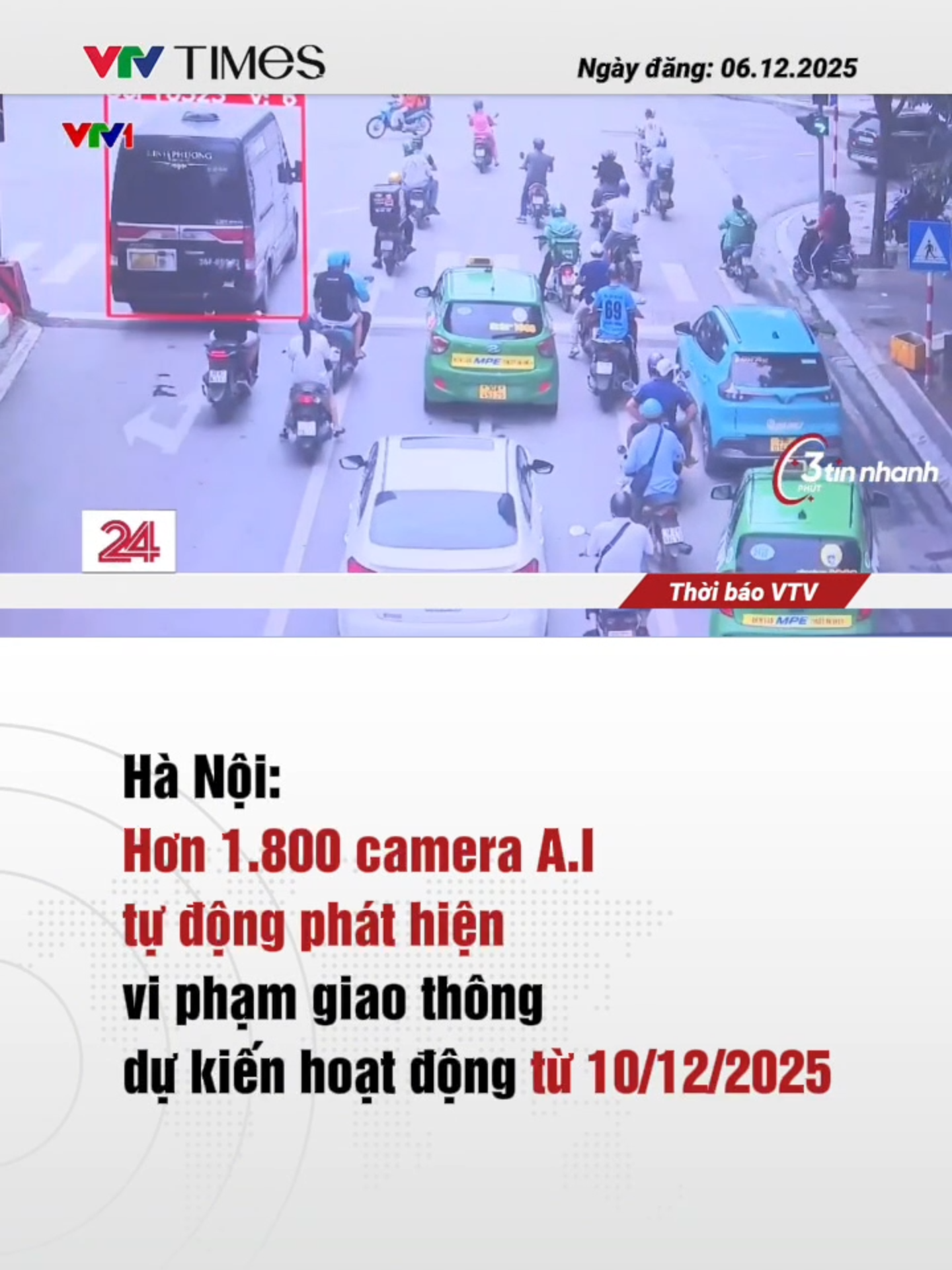 Dự kiến đến ngày 10/12, toàn TP. Hà Nội sẽ vận hành hệ thống hơn 1.800 camera và hệ thống đèn tín hiệu ứng dụng trí tuệ nhân tạo (A.I), điều khiển tự động theo dữ liệu lưu lượng. #vtvtimes #tiktoknews #vtvonline #cameraAI #giaothong #hanoi
