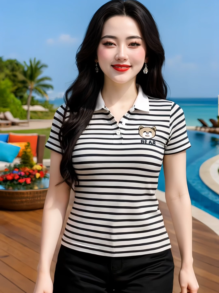 ✨Áo thun kẻ polo – bất ngờ vì mặc gọn – xinh – trẻ! ✨ #AothunKePolo #PhongCachTreTrung #GonNguoiTonDang #AoPoloThoiTrang #aothunnu  @Hà Minh Phương @Hà Minh Phương @Hà Minh Phương 