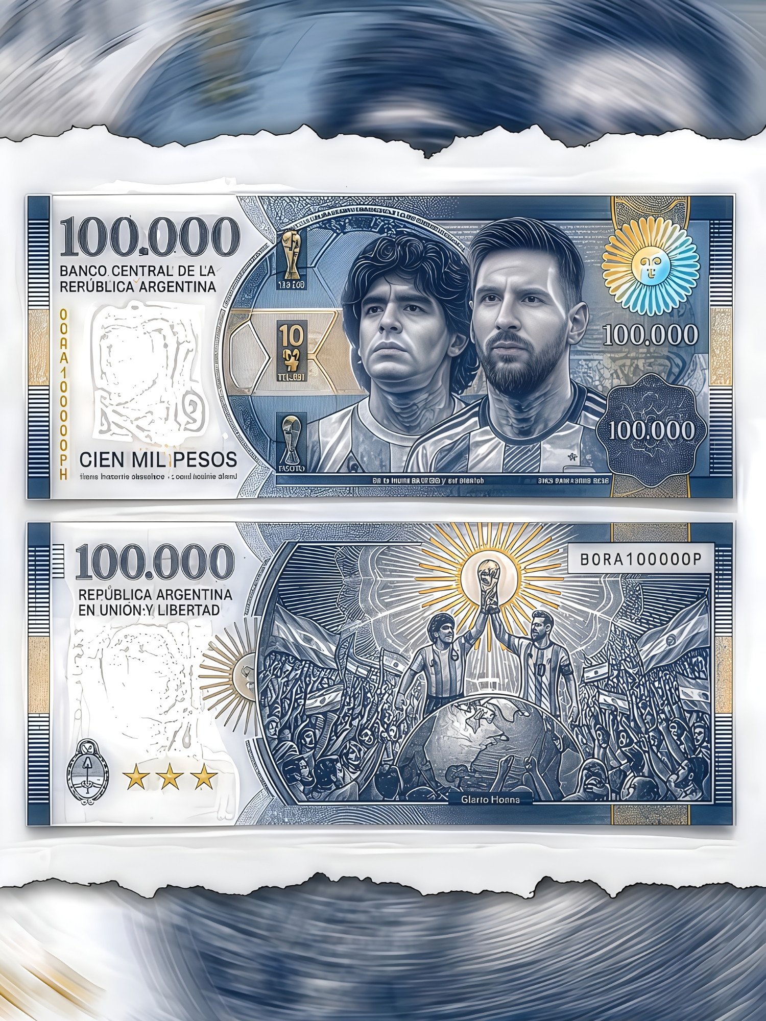Bank Sentral Argentina telah mengumumkan akan menerbitkan uang kertas khusus senilai 100.000 peso menjelang Piala Dunia mendatang, untuk menghormati dua juara legendaris Argentina, Diego Maradona dan Lionel Messi. 💶 Kelihatannya cantik! 😍  #crewxml #argentina #messi #maradona #pialadunia #legends #worldcup #foryoupage #fyp #benerserunya2025 #bismillahfyp #xyzbca #2025 #presetxml #football