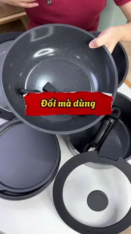 Bộ nồi chảo gốm sứ cán cầm rời #ngahamina #bonoi #bochao 